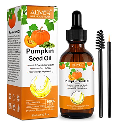 NVXNMSD Pumpkin Seed Oil for Hair Growth - Pure Organic Natural Cold Pressed Hydrating & Repairing Dry Damaged Hair Skin Care
